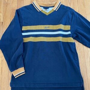 Vintage Nike Y2K Long Sleeve Rugby Shirt Mini Swoosh